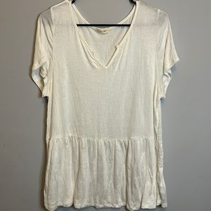 Cotton Bleu White Flowy Blouse Size Medium